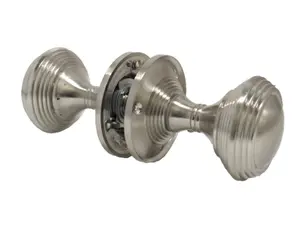 Door Knobs Queen Anne Reeded Internal Mortice Knob - Satin 64mm