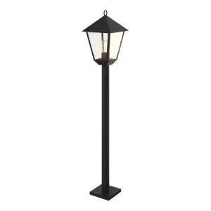 GoodHome Lantern Black Mains-powered 1 lamp Outdoor 4 faces Post light (H)1100mm