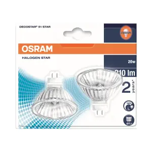 Osram 12v 20w GU5.3 MR16 36 Degrees 3000k Halogen Lamp - Twin Pack- Warm White