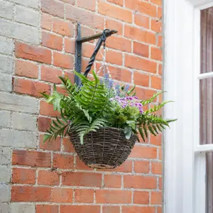 Blooming Artificial - 50cm / 1.75ft Pink Faux Wild Flower Hanging Basket