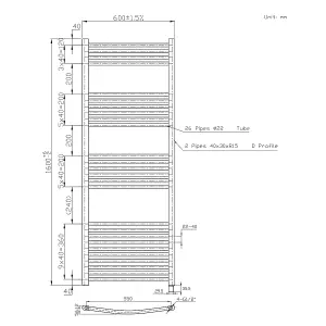 Right Radiators Prefilled Electric Curved Heated Towel Rail Bathroom Ladder Warmer Rads - Chrome 1600x600 mm