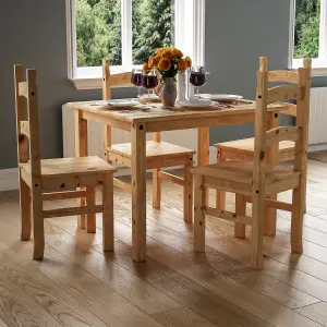 Vida Designs Corona 4 Seater Dining Set Solid Pine Wood With 4 Chairs