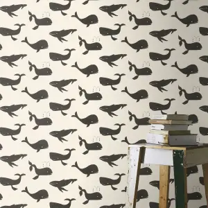 Bambino XVIII Whales Wallpaper Black Rasch 531503