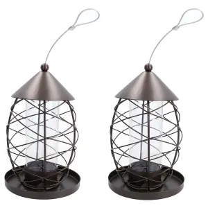 2pk Lantern Bird Feeder Seed Holder Hanging Feeding Station Wild Birds 17x25cm