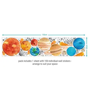 Solar System Wall Sticker Pack Children's Bedroom Nursery Playroom Décor Self-Adhesive Removable