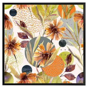 Autumn flowers (Picutre Frame) / 16x16" / Black