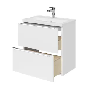 GoodHome Imandra Slimline Gloss White Wall-mounted Bathroom Cabinet (H) 600mm (W) 600mm