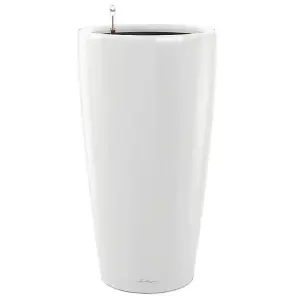 LECHUZA RONDO 75cm Tall Planter, White Self-watering Large Plant Pot with Substrate and Water Level Indicator D40 H75 cm, 22L