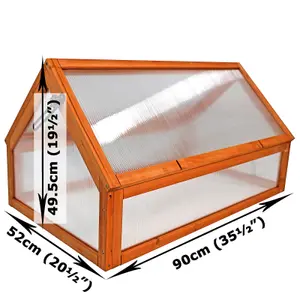 Wooden Cold Frame Greenhouse Polycarbonate Grow House Garden Planter Shelter