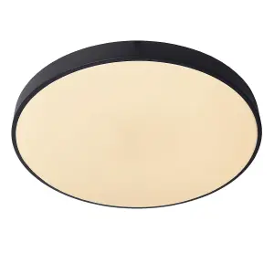 Lucide Unar Modern Flush Ceiling Light 60cm - LED Dim. - 1x60W 2700K - 3 StepDim - Black