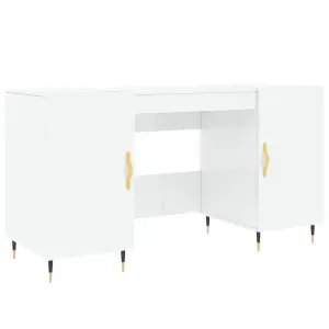 Berkfield Desk High Gloss White 140x50x75 cm Engineered Wood