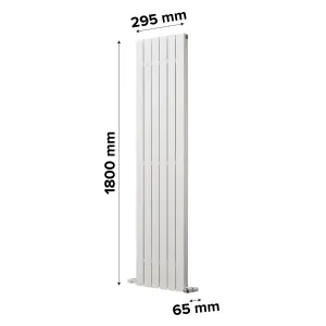 Ximax Vertirad Deluxe HWX180030W White Horizontal or vertical Designer 2173BTU Radiator, (W)295mm x (H)1800mm