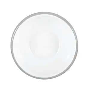 Argon Tableware - White Enamel Bowls - 16cm - Grey - Pack of 12