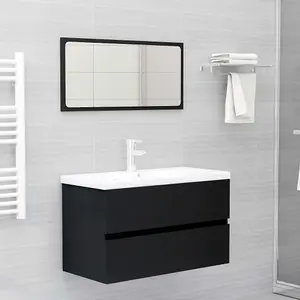 Berkfield Sink Cabinet Black 80x38.5x45 cm Engineered Wood