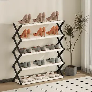 White 5-Tier Foldable Shoe Rack for Home and Dorm