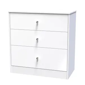 Taunton 3 Drawer Deep Chest in White Gloss (Ready Assembled)