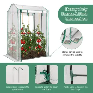 COSTWAY Outdoor Greenhouse Walk-in Garden Greenhouse w/ 2 Zippered Roll up Doors