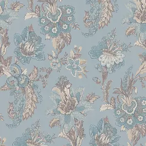 Abode Edward Floral Flowers Leaves Duck Egg Wallpaper