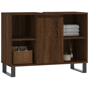 Berkfield Bathroom Cabinet Brown Oak 80x33x60 cm Engineered Wood