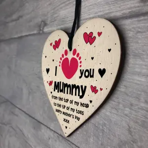 Mothers Day Gift From Baby Daughter Son Wood Heart Love Gift For Mummy Keepsake