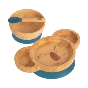 Tiny Dining 3pc Koala Bamboo Suction Dinner Set - Navy Blue