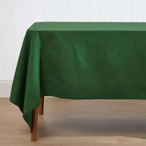 Homescapes Plain Cotton Dark Green Tablecloth 137 x 178 cm