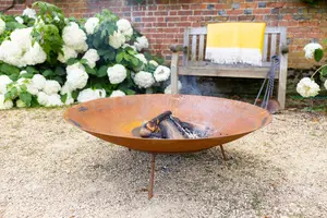 Primrose Corten Steel Fire Pit & Water Bowl 100cm Diameter