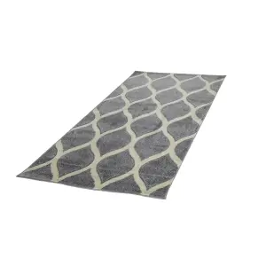 Portland Grey & White Geometric Small Rug, (L)150cm x (W)80cm