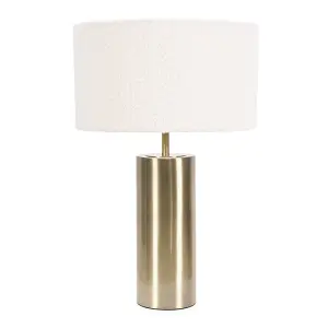 ValueLights Lexy Antique Brass Touch Table Lamp with Cream Boucle Shade