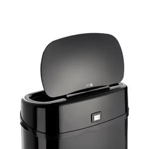 Dihl 68L Sensor Bin Black with Black Lid Kitchen Waste Dustbin Chrome Automatic