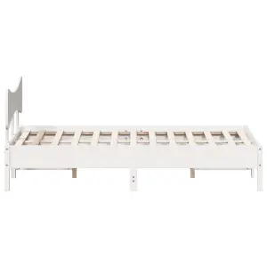 Berkfield Bed Frame without Mattress White 150x200 cm King Size Solid Wood Pine