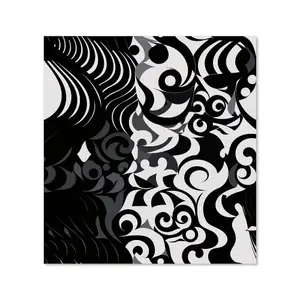 Black Grey Abstract Premium Glass Kitchen Splashback W600mm x H600mm