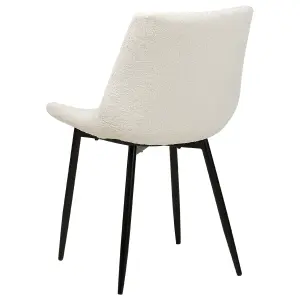 Set of 2 Dining Chairs AVILLA Boucle White