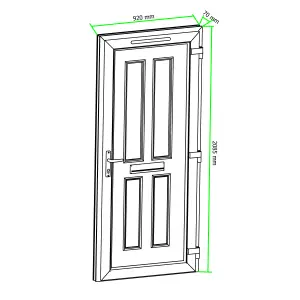 Fortia Chesil Frosted Glazed Anthracite LH External Front Door set, (H)2085mm (W)920mm