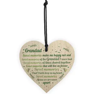 Red Ocean Grandad Grandfather Memorial Plaques For Graveside Handmade Wooden Hanging Heart Plaque Christmas Decoration Bauble