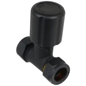 Tower Thermostatic Radiator Valve with Lockshield Straight Black 10-15mm Liquid Sensor