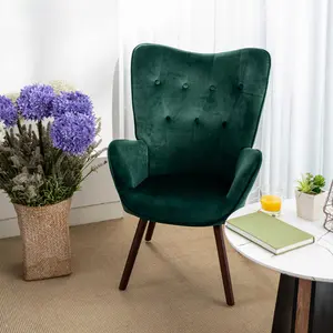 Garmon Velvet Armchair Green