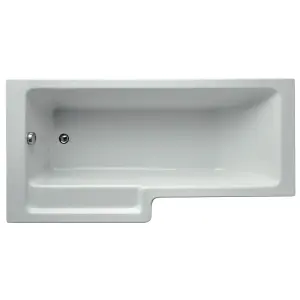 Ideal Standard Tempo Cube White L-shaped Left-handed Shower Bath, panel & screen set (L)1695mm