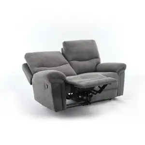 Fosse 1 + 2  Seater Manual Recliner Fabric Modern Living Sofa Dark Grey