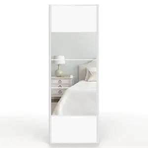 Shush Doors Mirrored White Satin Sliding Wardrobe Door 650mm x 2000mm