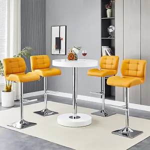 Furniture In Fashion Havana White High Gloss Bar Table With 4 Candid Curry Stools