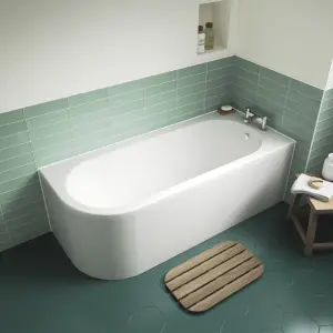 Kingsley Right Hand Back to Wall J Corner Bath with Leg Set (Taps, Waste and Panel Not Included) - 1700mm - Balterley