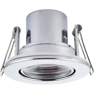 2 PACK Recessed Tiltable Ceiling Downlight - 8.5W Warm White LED Chrome Plate