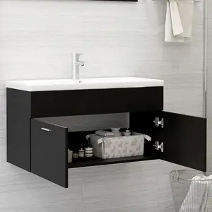 Berkfield Sink Cabinet Black 90x38.5x46 cm Engineered Wood