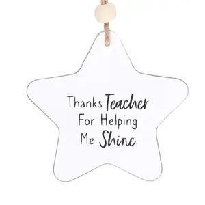 Something Different Thanks Teacher Star Hanging Sentiment Sign White/Pink/Black (One Size)