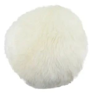 Native Natural White Round Sheepskin Cushion