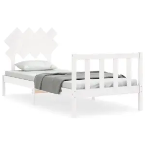 Berkfield Bed Frame with Headboard White 90x200 cm Solid Wood