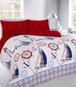 Duvet Cover Set Jake Sailor Coastal Ship Reversible Quilt Cover Bedding Set