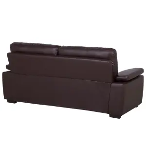 3 Seater Faux Leather Sofa Brown VOGAR