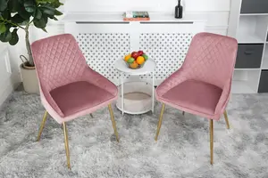 Hamilton - Dining x2 Chair in Velvet - (Pink)